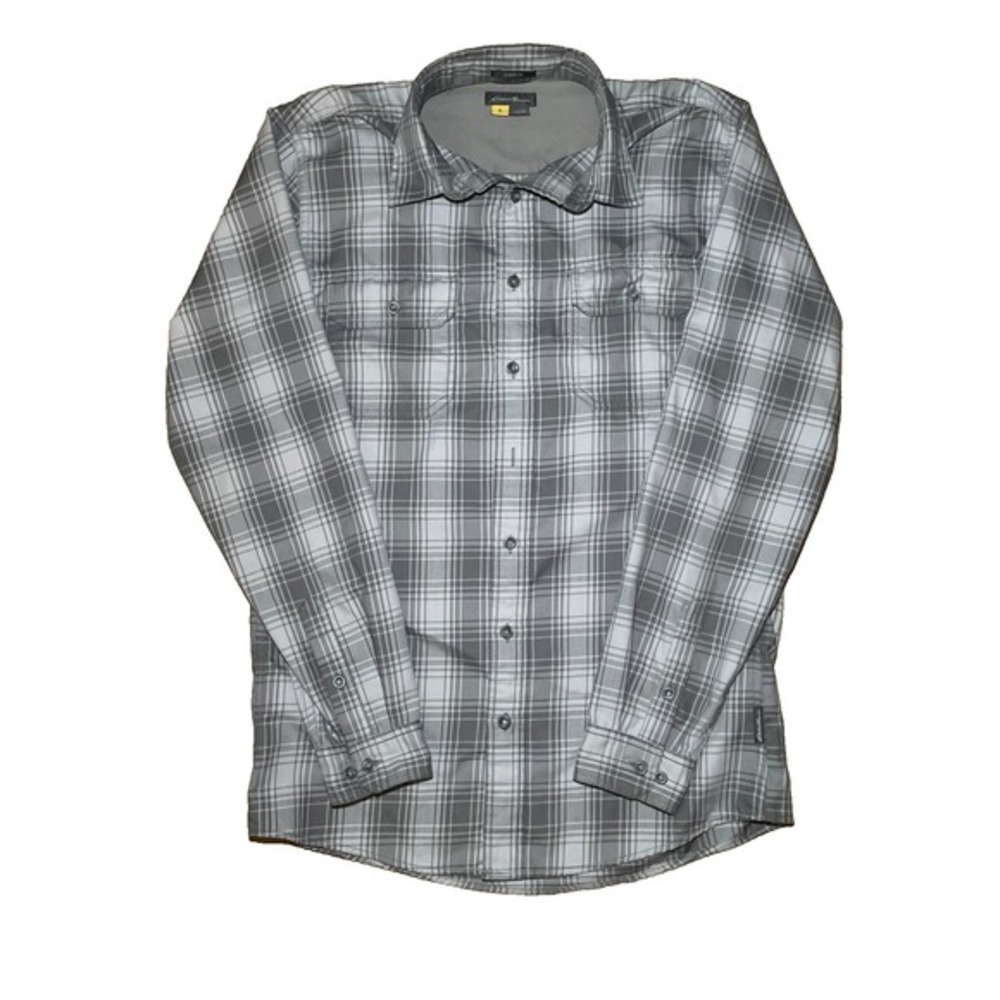 Eddie Bauer Men's Classic Fit Gray Plaid Long Sleeve Button Down Shirt - Med‎